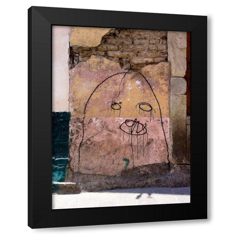 Wall Face I Black Modern Wood Framed Art Print by Grayscale