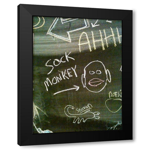 Sock Monkey Black Modern Wood Framed Art Print with Double Matting by Grayscale