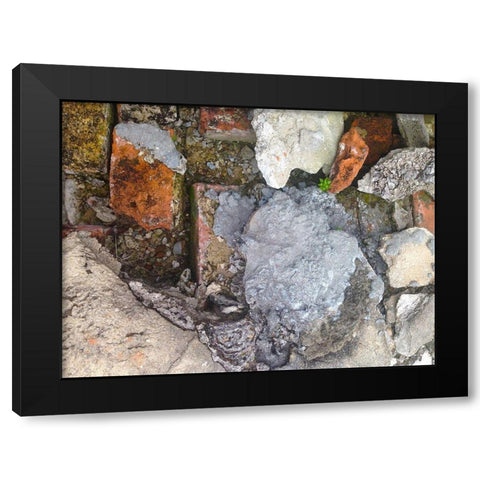 Old Brick Wall I Black Modern Wood Framed Art Print with Double Matting by Grayscale