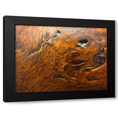 Wood Texture III Black Modern Wood Framed Art Print with Double Matting by Grayscale
