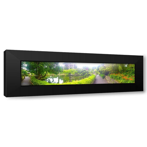 Japanese Garden I Black Modern Wood Framed Art Print with Double Matting by Grayscale
