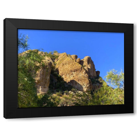 Desert Rock Face I Black Modern Wood Framed Art Print with Double Matting by Grayscale
