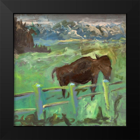 Buffalo I Black Modern Wood Framed Art Print by Grayscale