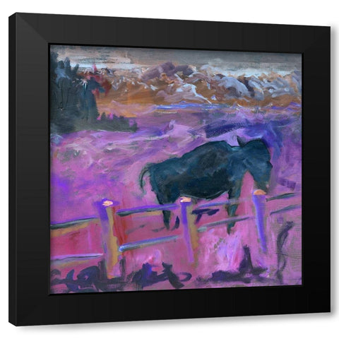 Buffalo II Black Modern Wood Framed Art Print with Double Matting by Grayscale