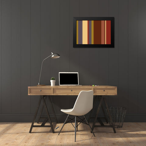 Warm Stripes IX Black Modern Wood Framed Art Print by Grayscale