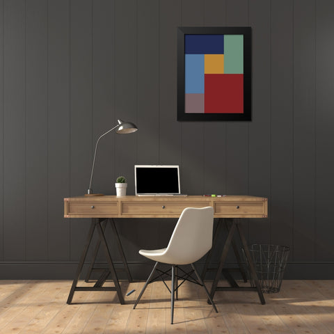 Bright Blocks V Black Modern Wood Framed Art Print by Grayscale