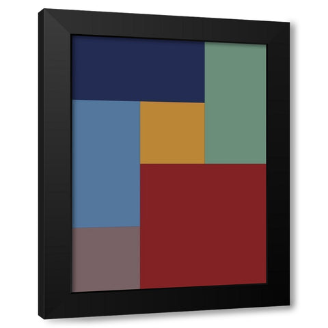 Bright Blocks V Black Modern Wood Framed Art Print with Double Matting by Grayscale