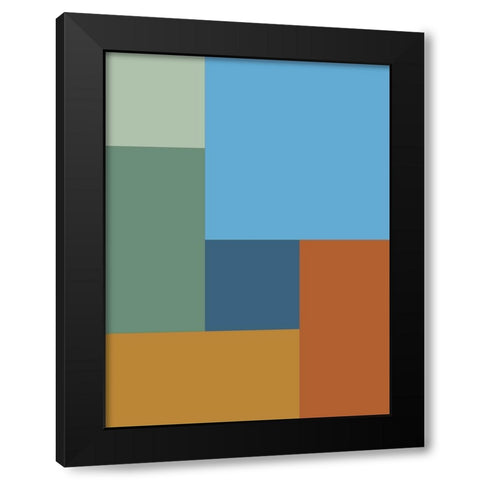 Bright Blocks VI Black Modern Wood Framed Art Print with Double Matting by Grayscale