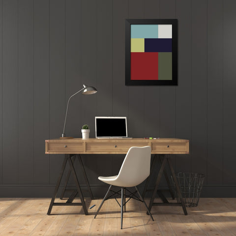 Bright Blocks VII Black Modern Wood Framed Art Print by Grayscale
