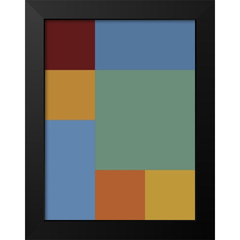 Bright Blocks IX Black Modern Wood Framed Art Print by Grayscale