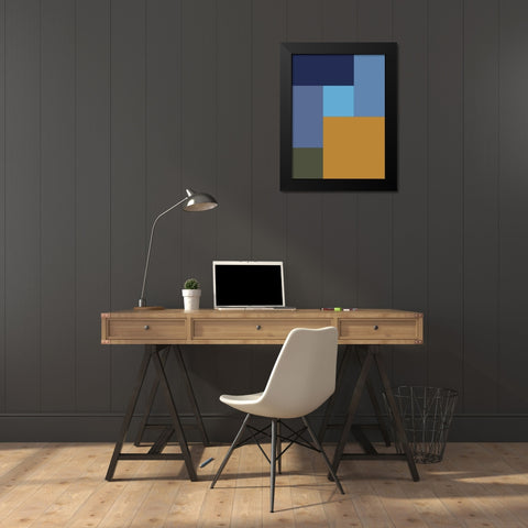 Bright Blocks XV Black Modern Wood Framed Art Print by Grayscale