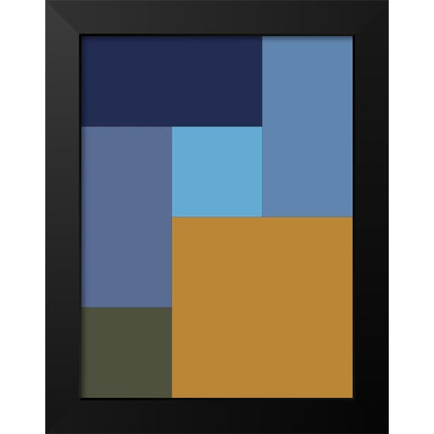 Bright Blocks XV Black Modern Wood Framed Art Print by Grayscale