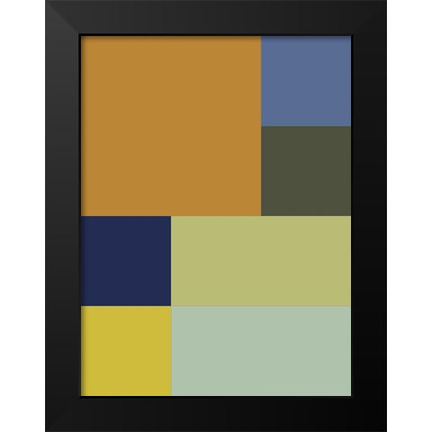 Bright Blocks XVIII Black Modern Wood Framed Art Print by Grayscale
