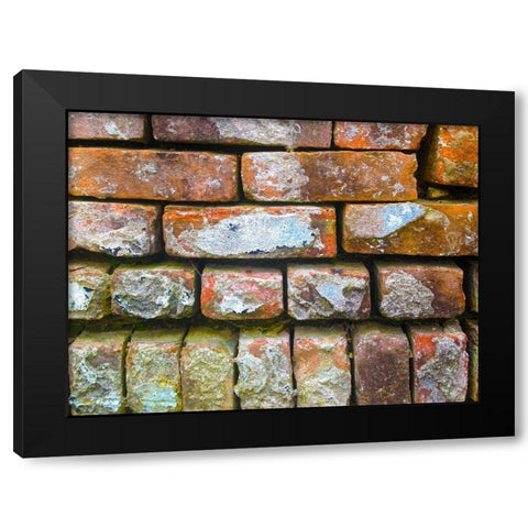 Brick Wall I Black Modern Wood Framed Art Print by Grayscale