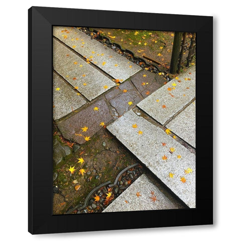 Japanese Stone Path I Black Modern Wood Framed Art Print with Double Matting by Grayscale