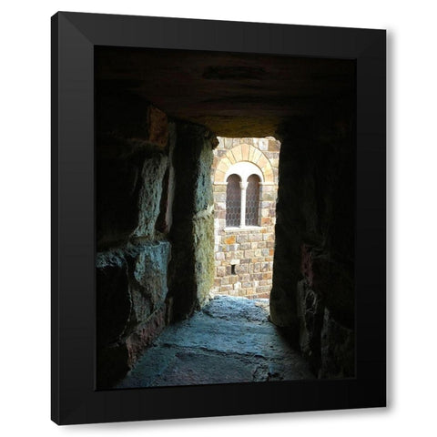 Dark Path I Black Modern Wood Framed Art Print with Double Matting by Grayscale