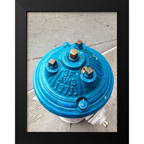 Blue Fire Hydrant II Black Modern Wood Framed Art Print by Grayscale