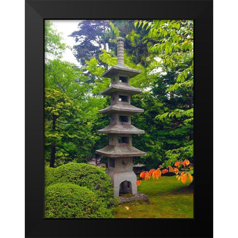 Pagoda Garden II Black Modern Wood Framed Art Print by Grayscale