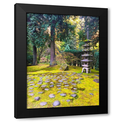 Pagoda Garden III Black Modern Wood Framed Art Print by Grayscale