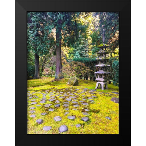 Pagoda Garden III Black Modern Wood Framed Art Print by Grayscale