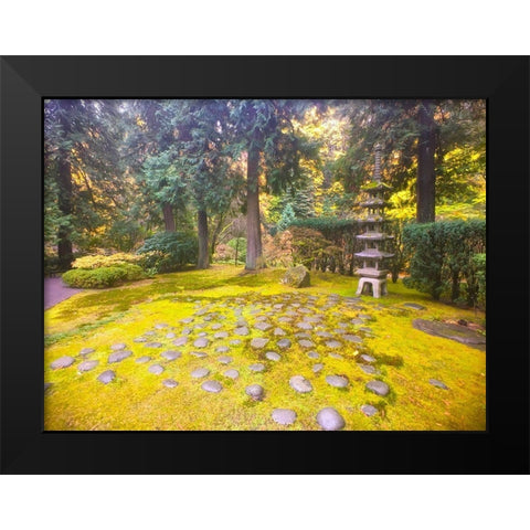 Pagoda Garden V Black Modern Wood Framed Art Print by Grayscale