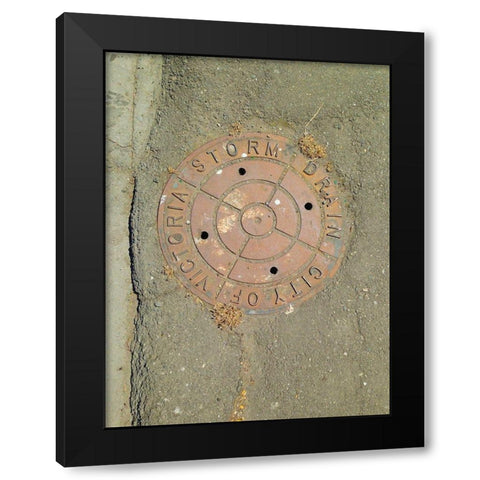 Utility Cover I Black Modern Wood Framed Art Print by Grayscale