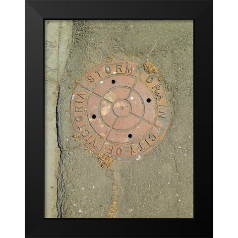 Utility Cover I Black Modern Wood Framed Art Print by Grayscale
