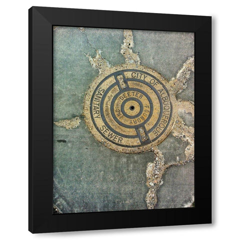 Utility Cover II Black Modern Wood Framed Art Print with Double Matting by Grayscale
