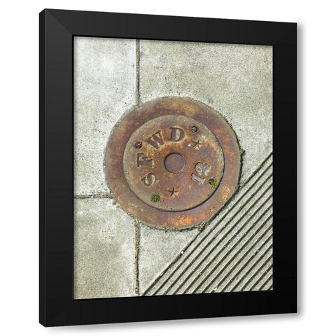 Utility Cover III Black Modern Wood Framed Art Print by Grayscale