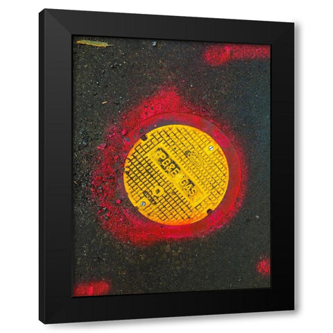 Utility Cover VIII Black Modern Wood Framed Art Print by Grayscale