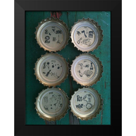 Bottle Caps I Black Modern Wood Framed Art Print by Grayscale
