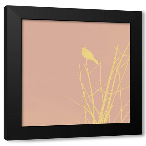 Bird Silhouette IX Black Modern Wood Framed Art Print by Popcorn