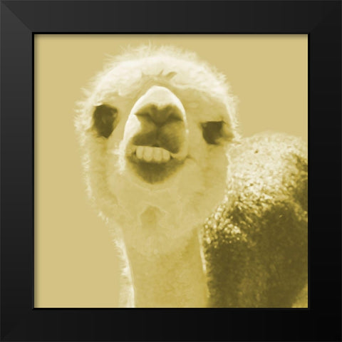 Alpaca Yellow Black Modern Wood Framed Art Print by Popcorn