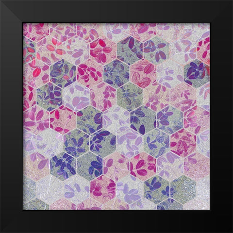 HexiFlora: Imprint 1b Black Modern Wood Framed Art Print by Tenoever, William