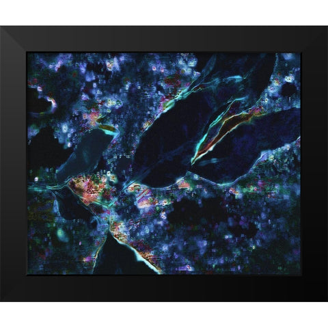 Midnight Rain Black Modern Wood Framed Art Print by Tenoever, William