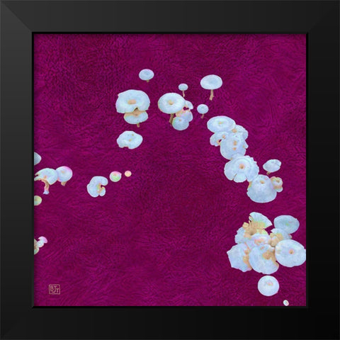 White Mushrooms Ver1 Black Modern Wood Framed Art Print by Tenoever, William