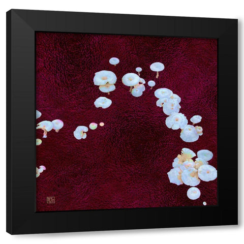 White Mushrooms Ver4 Black Modern Wood Framed Art Print by Tenoever, William