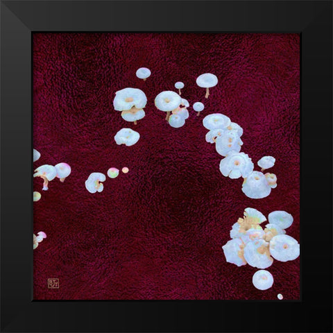 White Mushrooms Ver4 Black Modern Wood Framed Art Print by Tenoever, William