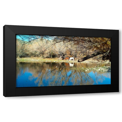 Wild Horses II Black Modern Wood Framed Art Print by Popcorn