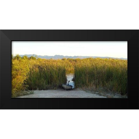 Roper Lake I: Boat Black Modern Wood Framed Art Print by Popcorn