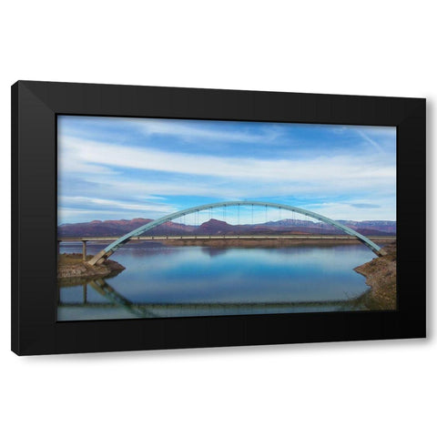 Roosevelt Lake Bridge Black Modern Wood Framed Art Print with Double Matting by Popcorn