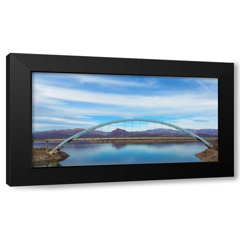 Roosevelt Lake Bridge Black Modern Wood Framed Art Print with Double Matting by Popcorn
