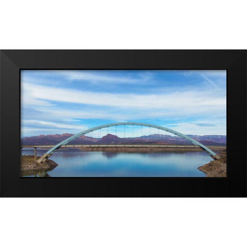 Roosevelt Lake Bridge Black Modern Wood Framed Art Print by Popcorn