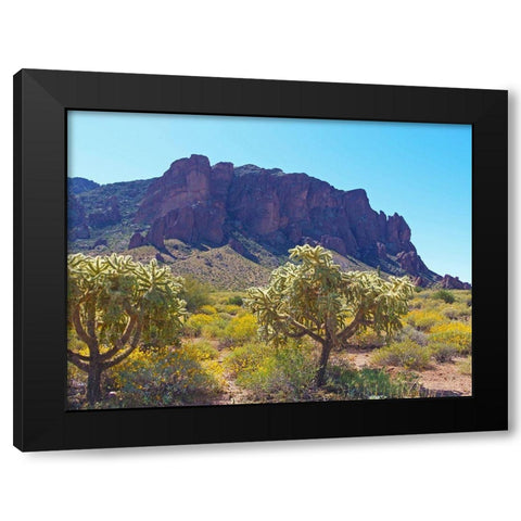 Superstition Mountain III Black Modern Wood Framed Art Print with Double Matting by Popcorn