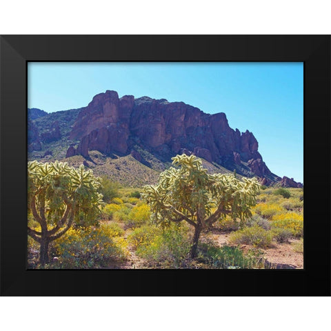 Superstition Mountain III Black Modern Wood Framed Art Print by Popcorn