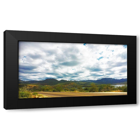 Bartlett Lake: Yellow Cliffs 2 Black Modern Wood Framed Art Print by Popcorn