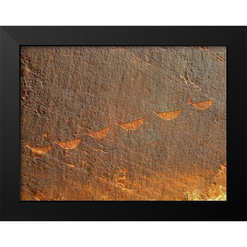 Petroglyphs I Black Modern Wood Framed Art Print by Popcorn