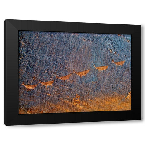 Petroglyphs I Black Modern Wood Framed Art Print by Popcorn