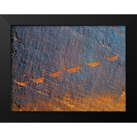 Petroglyphs I Black Modern Wood Framed Art Print by Popcorn