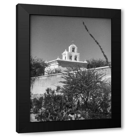 San Xavier Del Bac III BandW Black Modern Wood Framed Art Print by Popcorn